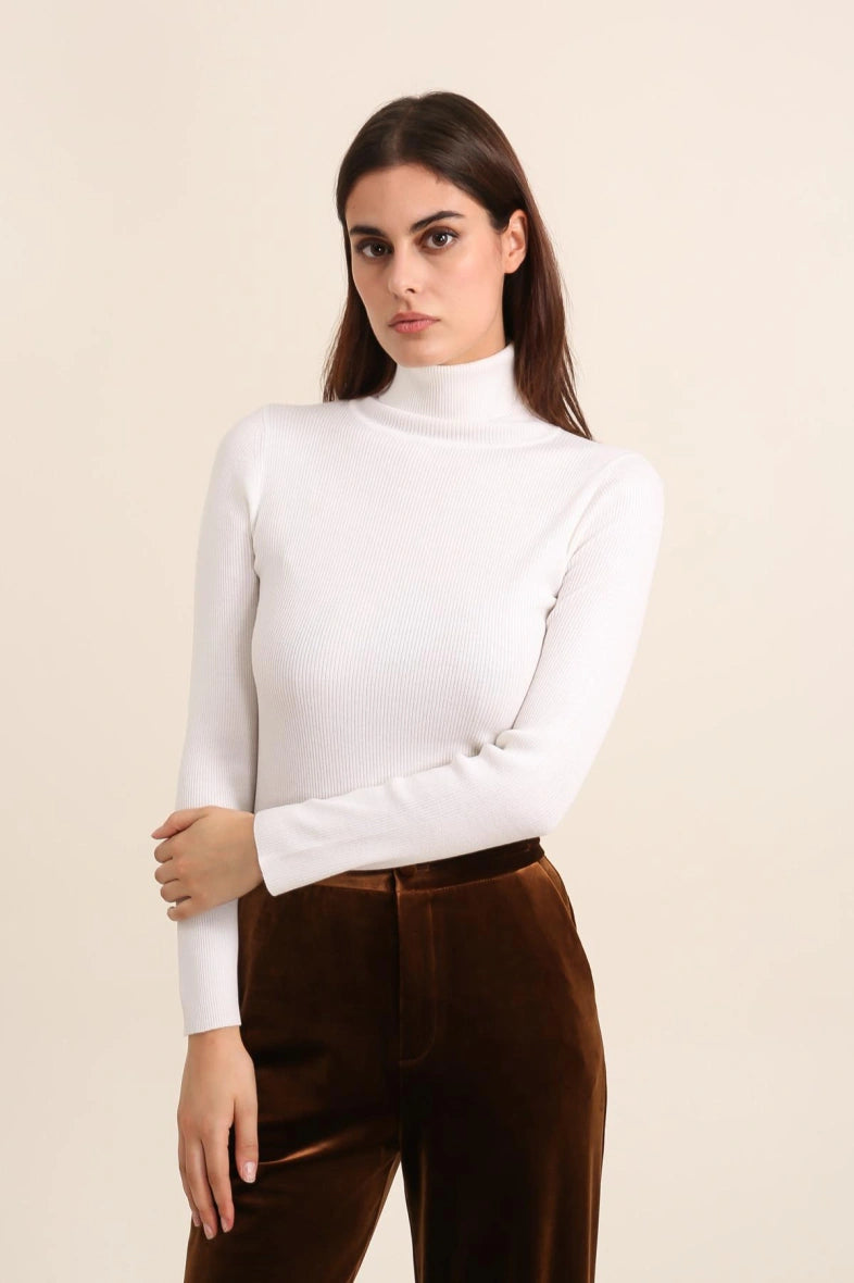 Rollkragenpullover aus Viskose und Lurex