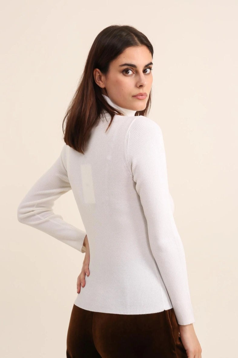 Rollkragenpullover aus Viskose und Lurex