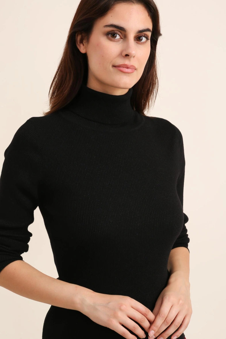 Rollkragenpullover aus Viskose und Lurex