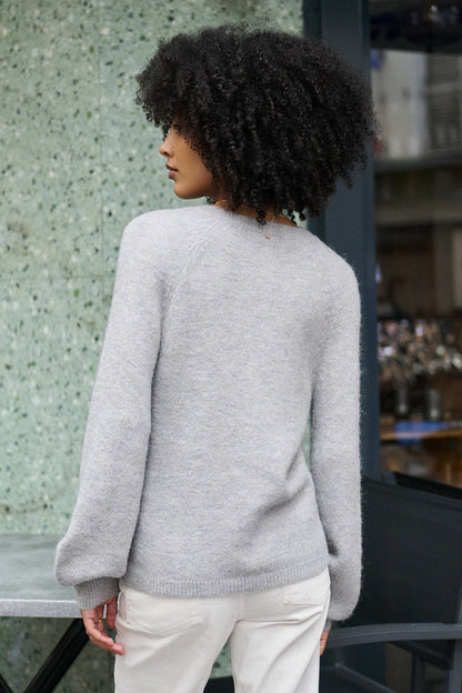 Alpaka- und Wollpullover mit Knopfleiste