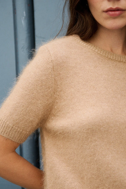 Kurzarm-Pullover aus softem Angora-Mix mit Puffärmeln
