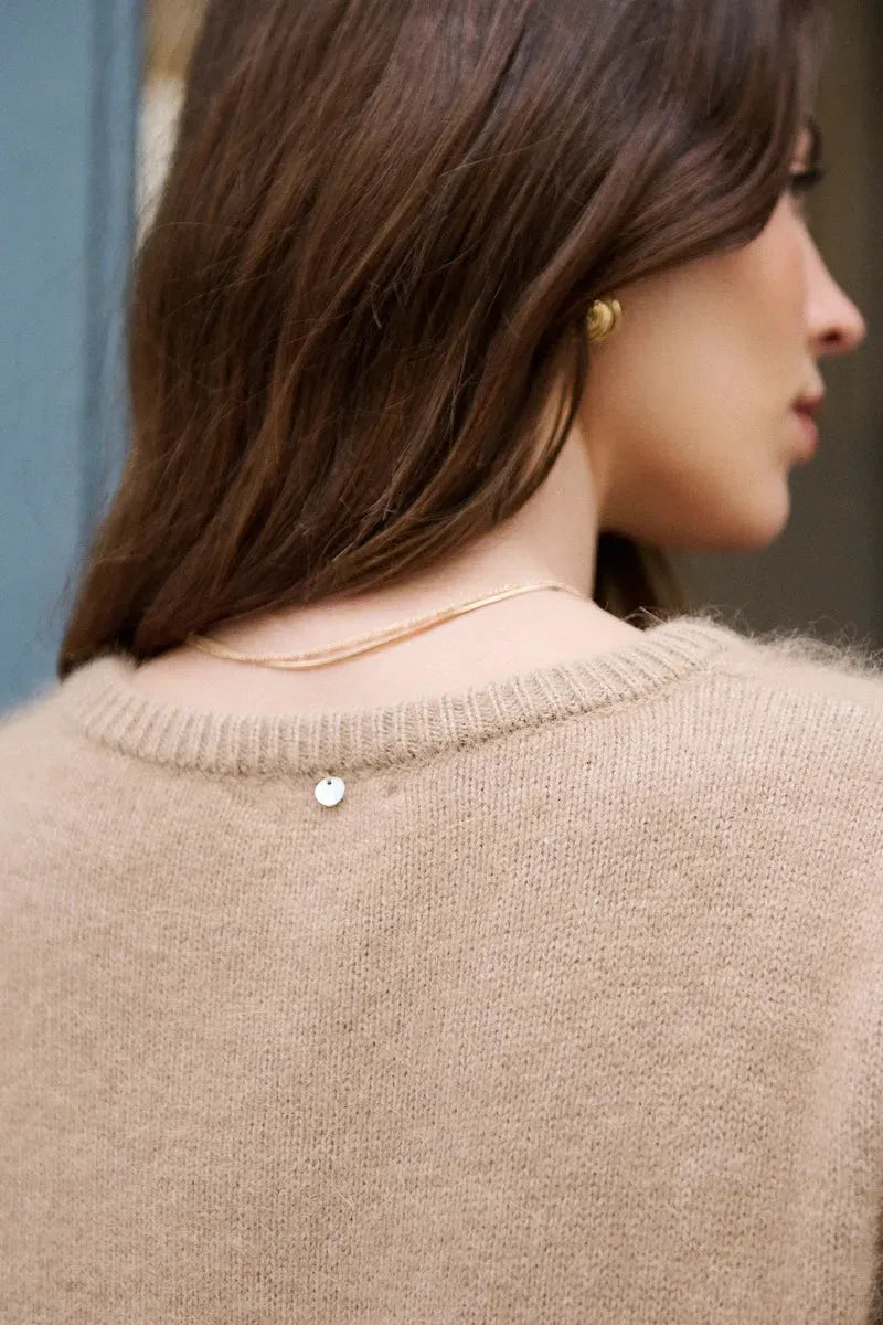 Kurzarm-Pullover aus softem Angora-Mix mit Puffärmeln