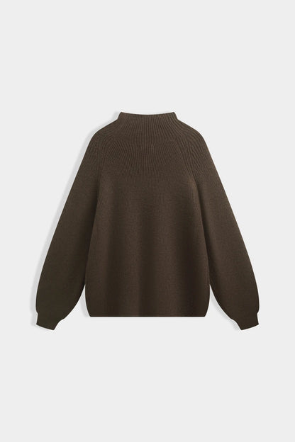 Rippstrickpullover mit voluminösen Ärmeln
