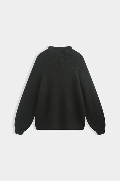 Rippstrickpullover mit voluminösen Ärmeln