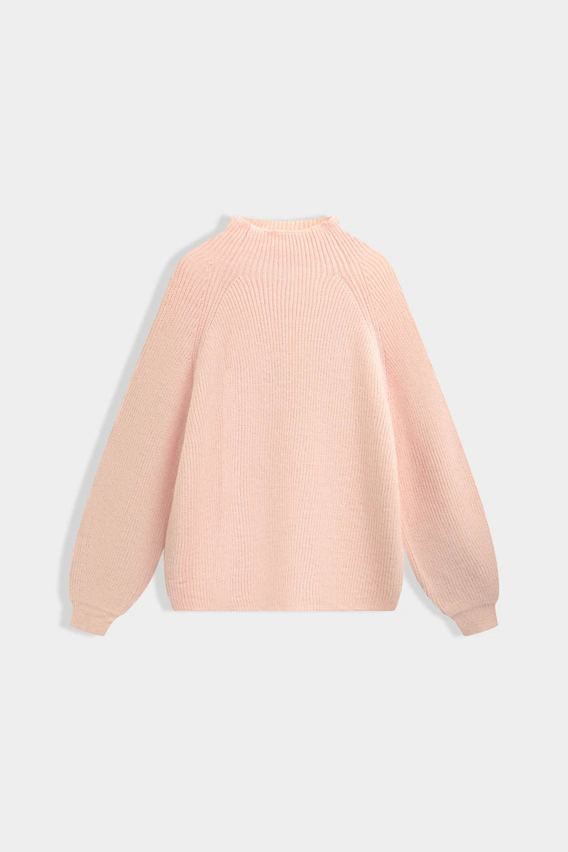 Rippstrickpullover mit voluminösen Ärmeln