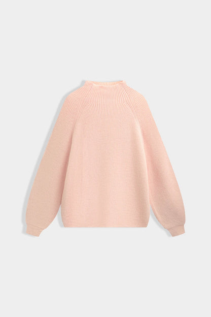 Rippstrickpullover mit voluminösen Ärmeln