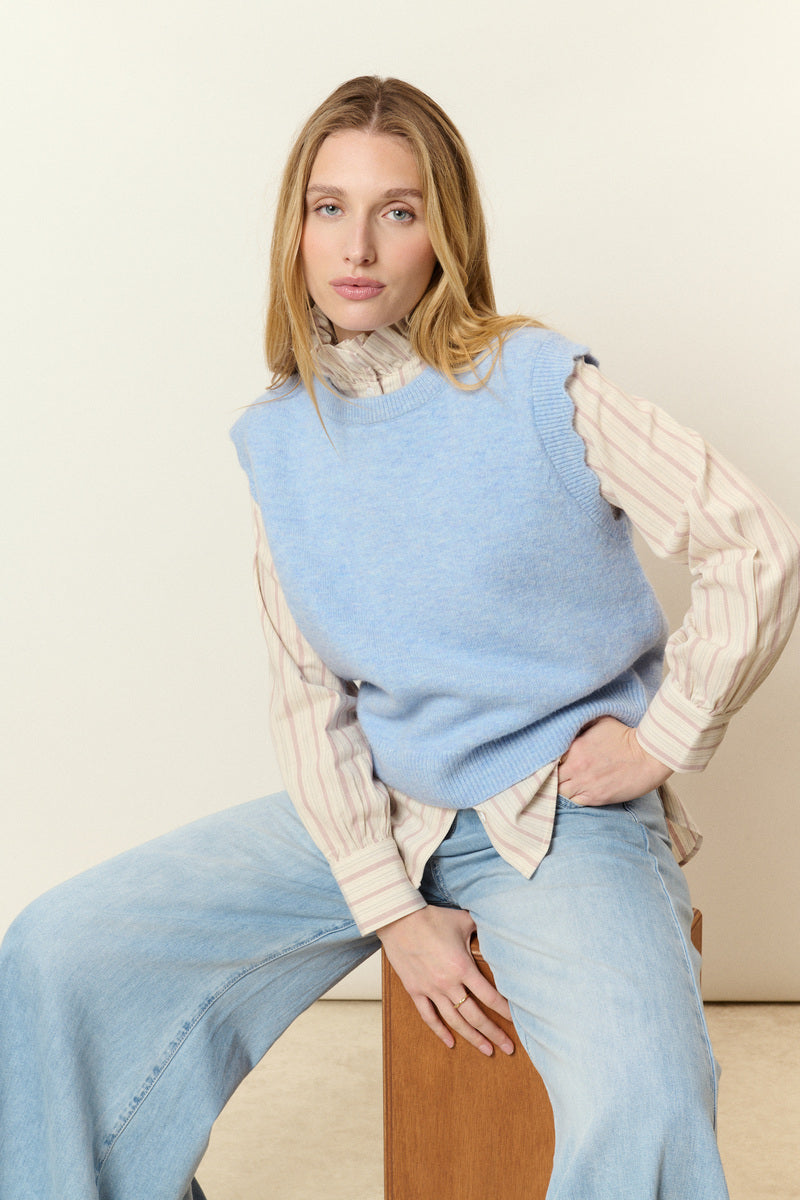 Ärmelloser Pullover aus Alpaka und Wolle