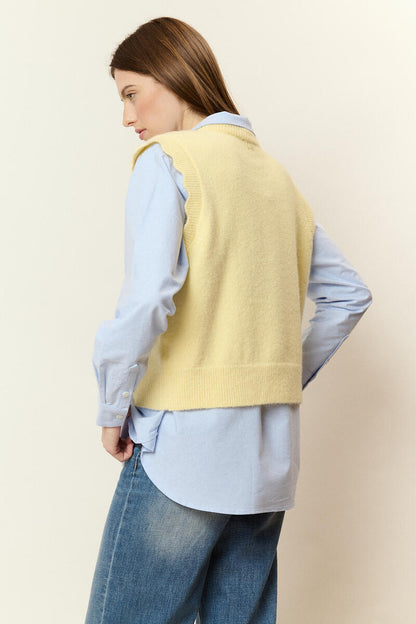 Ärmelloser Pullover aus Alpaka und Wolle
