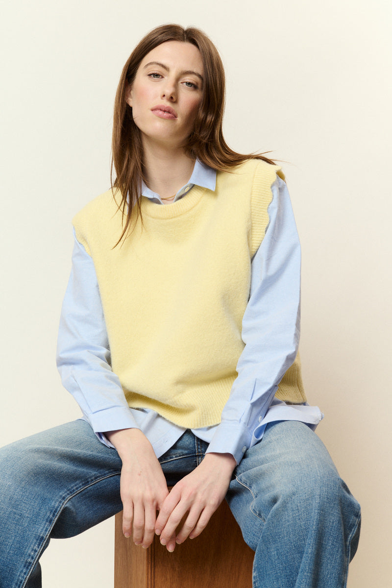 Ärmelloser Pullover aus Alpaka und Wolle