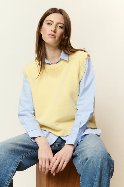 Ärmelloser Pullover aus Alpaka und Wolle
