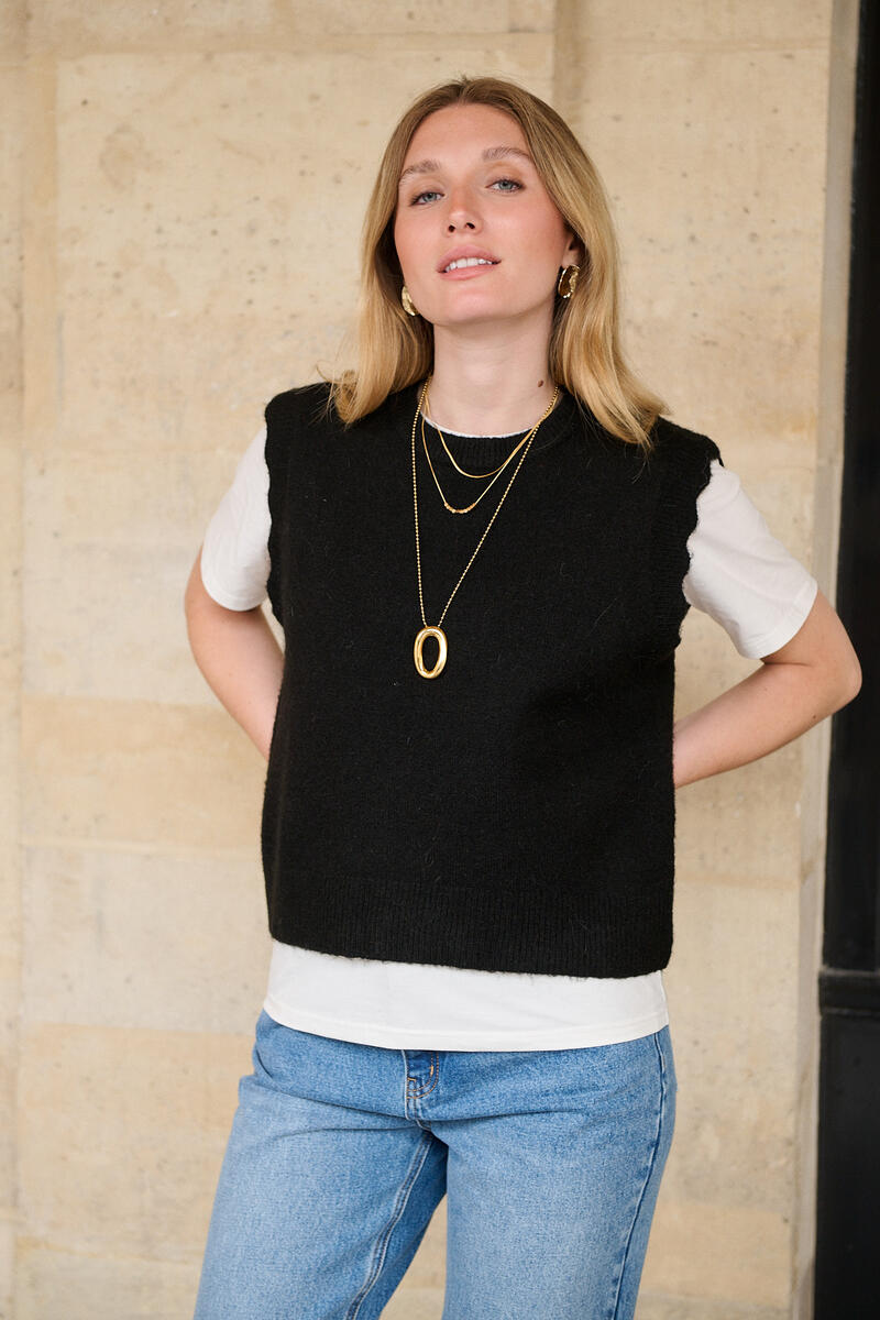 Ärmelloser Pullover aus Alpaka und Wolle