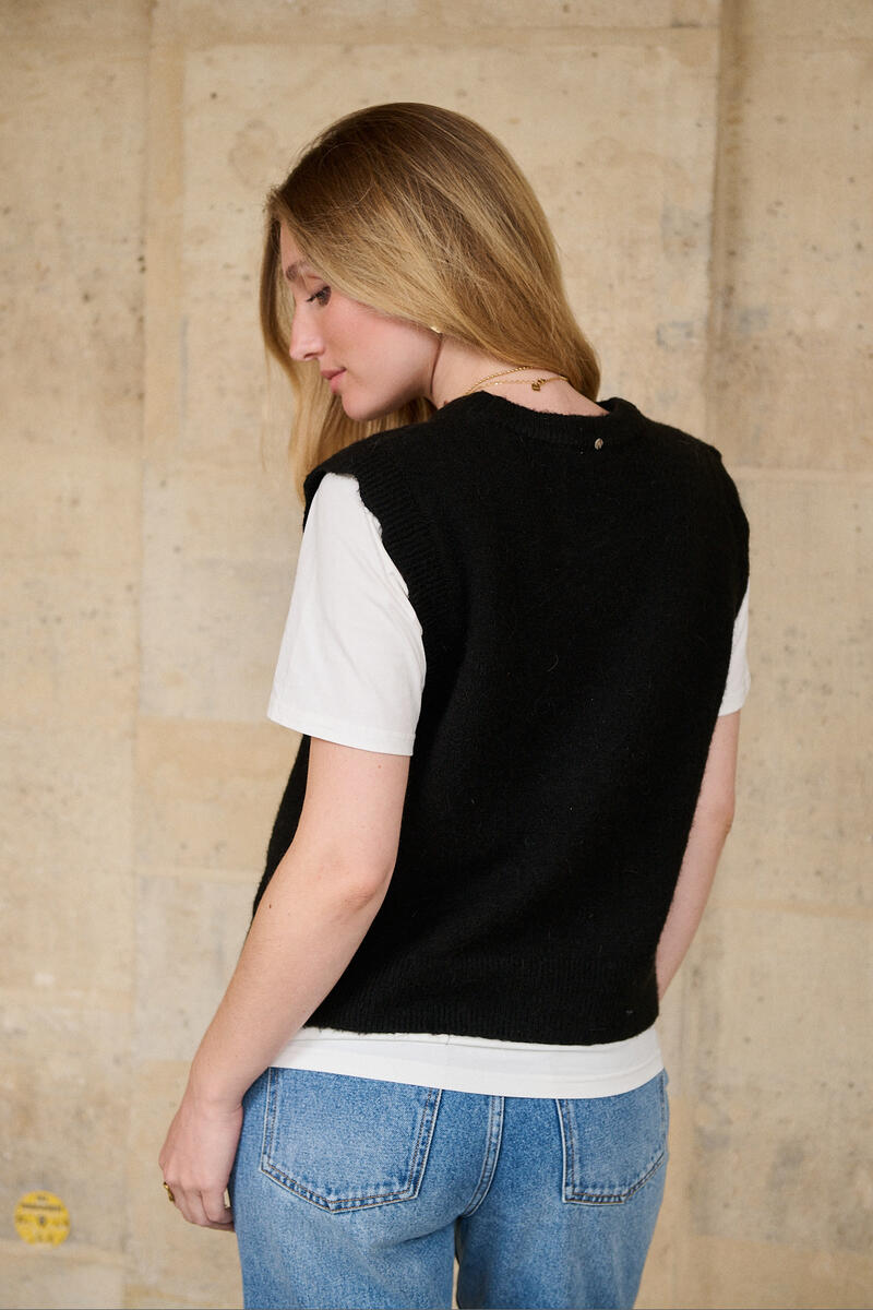 Ärmelloser Pullover aus Alpaka und Wolle