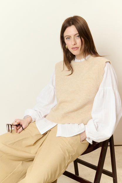 Ärmelloser Pullover aus Alpaka und Wolle