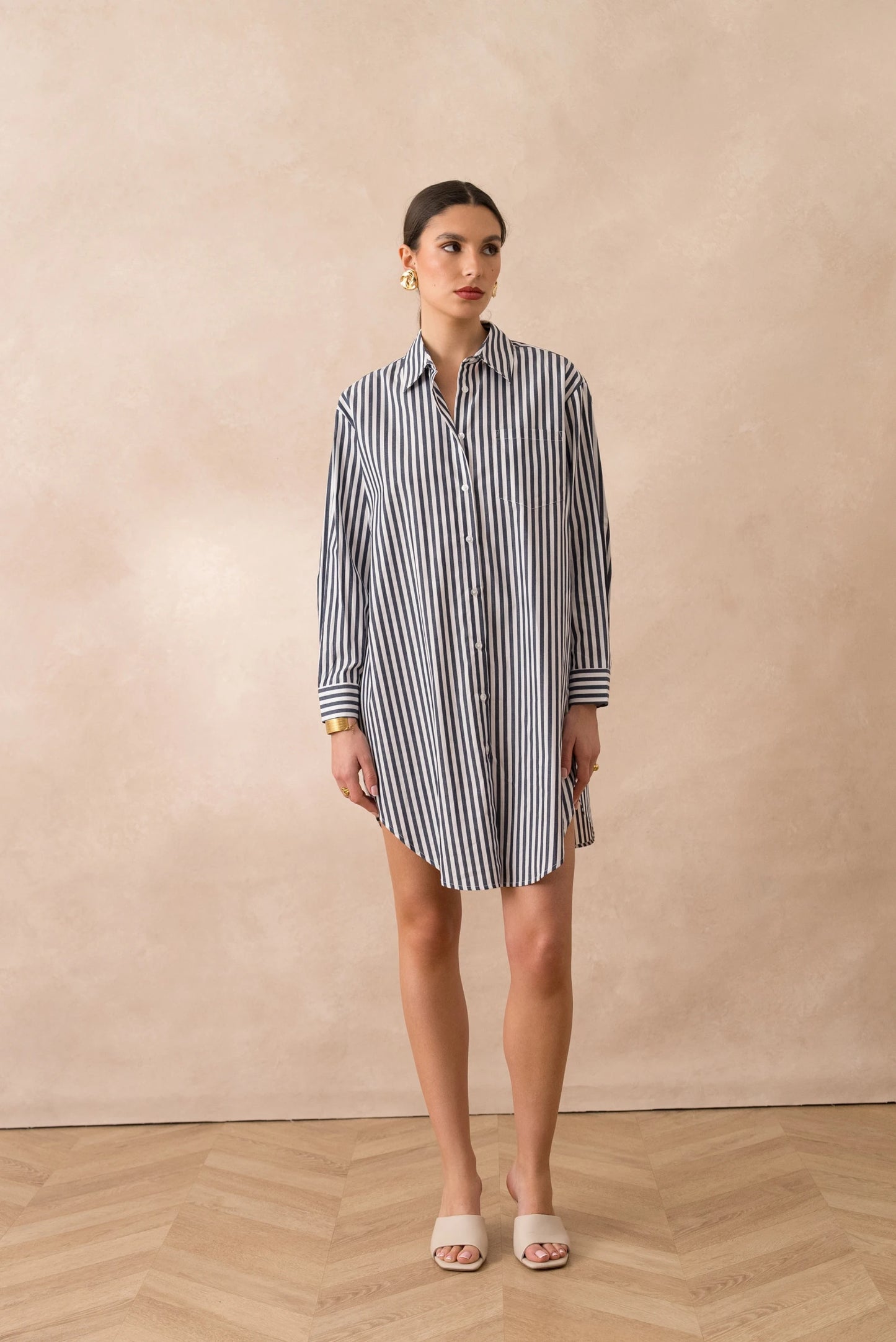 Gestreiftes Kleid aus Baumwolle