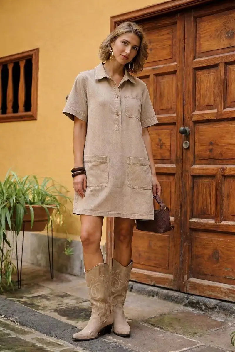 Leichtes Baumwoll-Jeanskleid