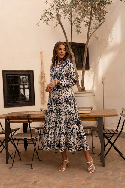Langes Baumwollkleid mit Blumenprint