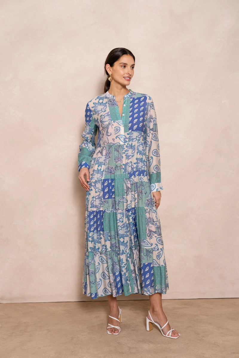 Maxikleid aus Seiden-Mix