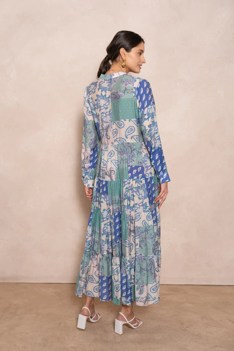 Maxikleid aus Seiden-Mix