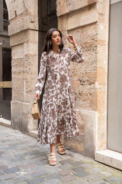 Maxikleid aus Seiden-Mix