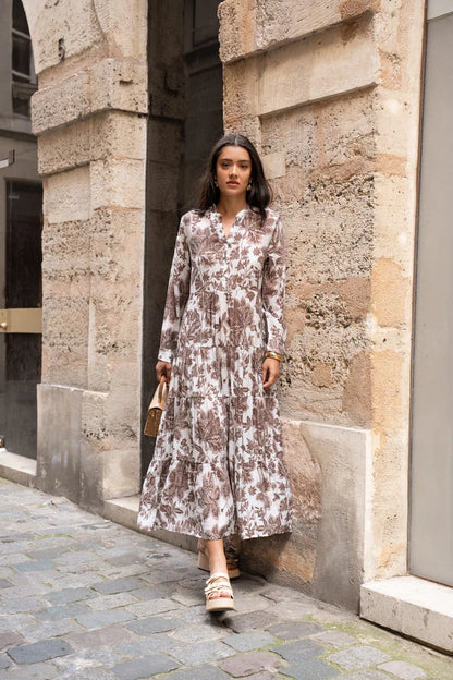 Maxikleid aus Seiden-Mix