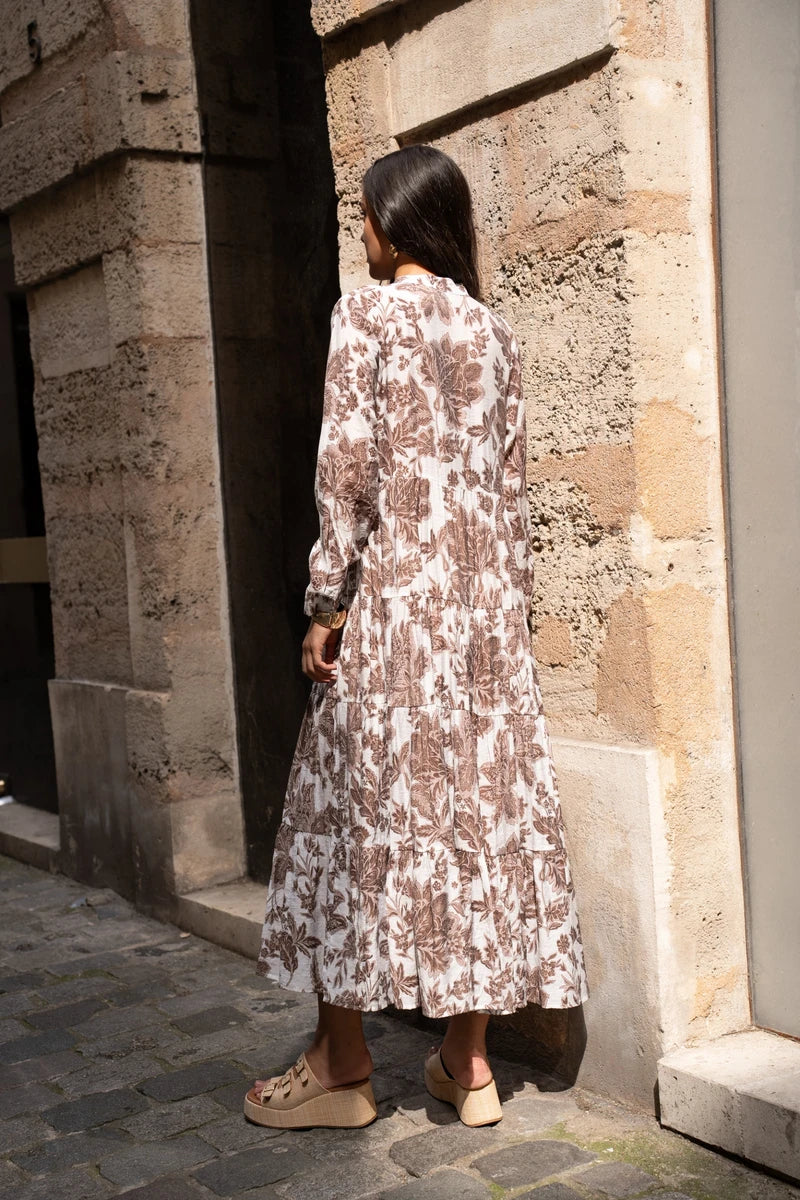 Maxikleid aus Seiden-Mix