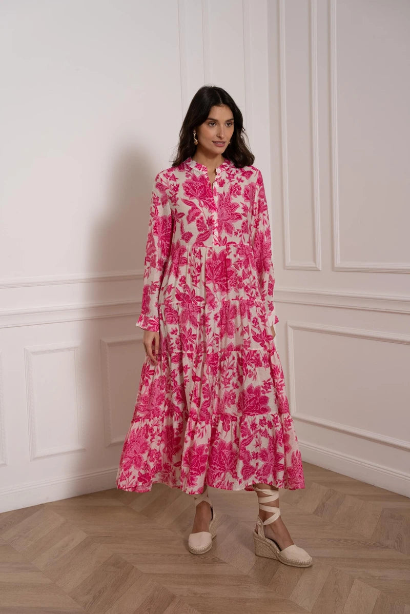 Maxikleid aus Seiden-Mix