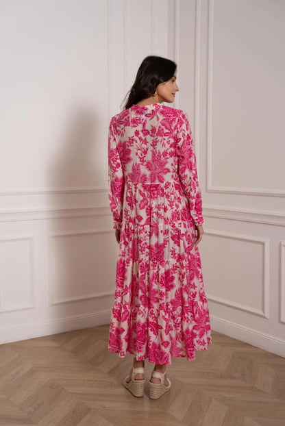 Maxikleid aus Seiden-Mix