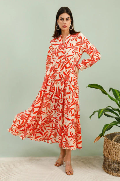 Maxikleid aus Seiden-Mix