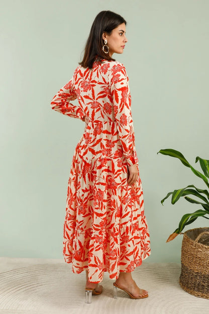 Maxikleid aus Seiden-Mix