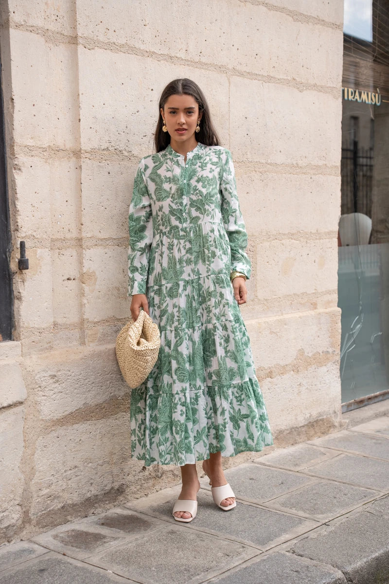 Maxikleid aus Seiden-Mix