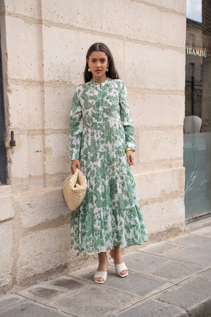 Maxikleid aus Seiden-Mix