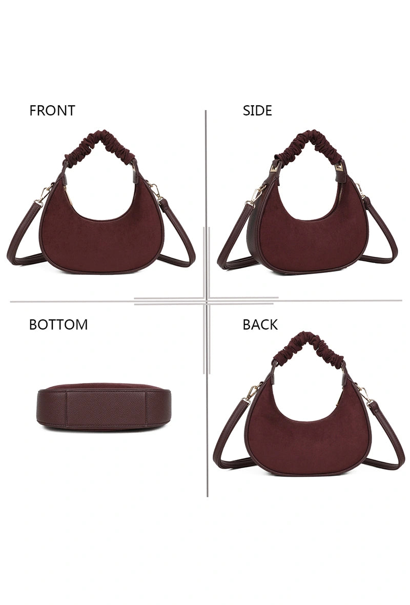 Schultertasche in Wildleder-Optik
