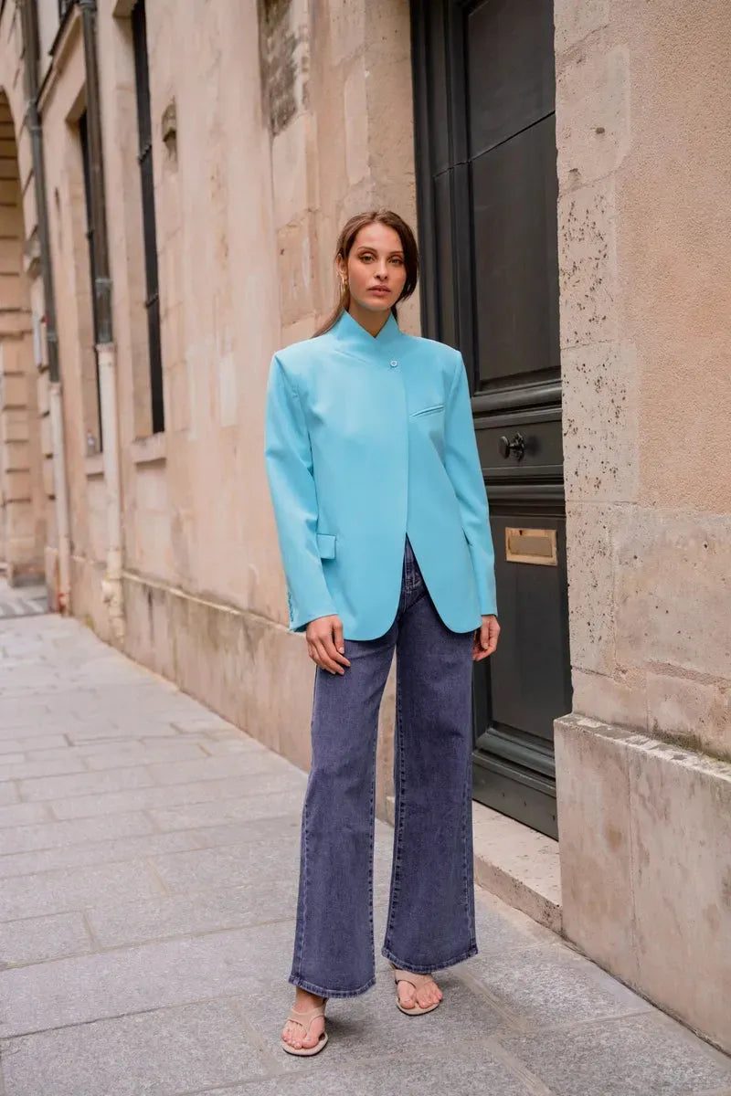 Strukturierter Blazer mit asymmetrischem Verschluss