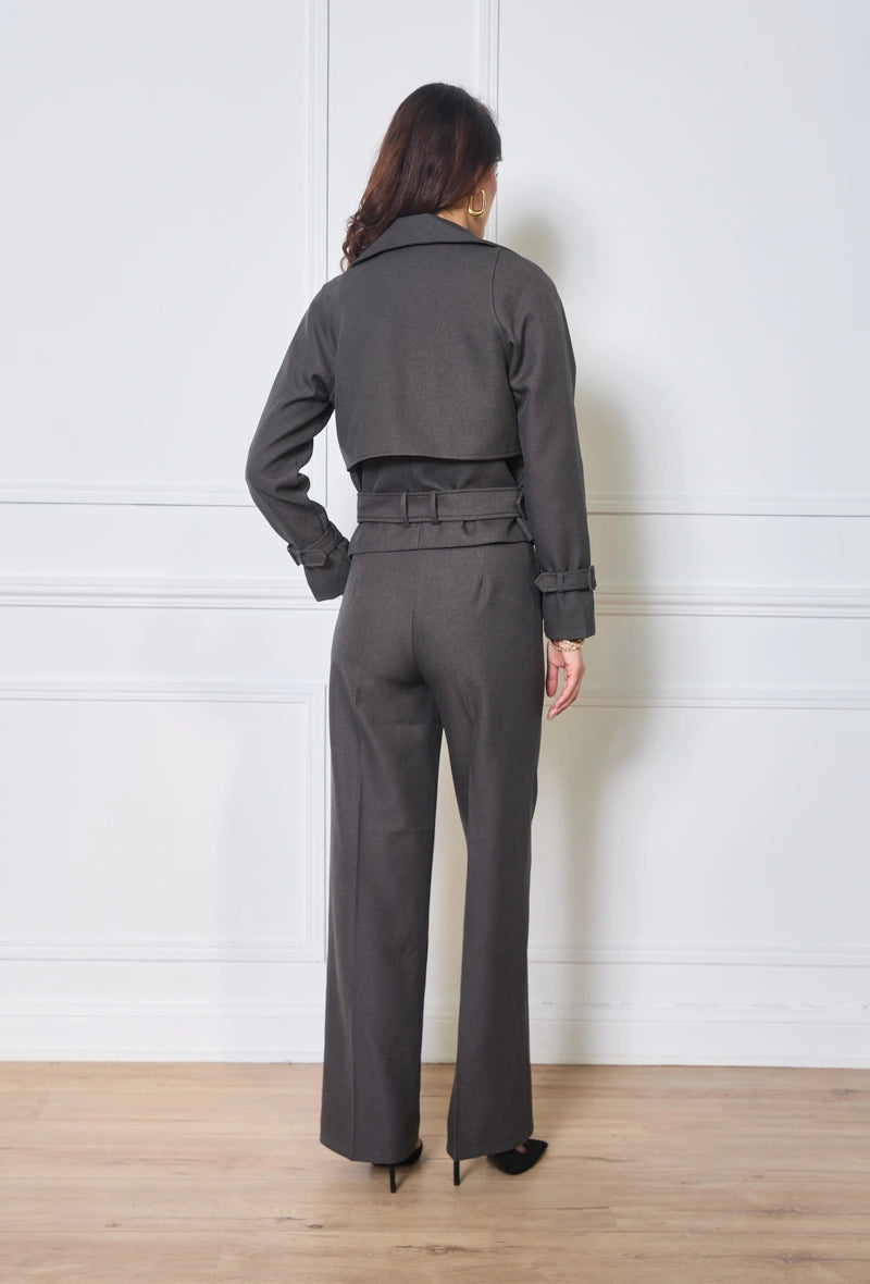 Kurzer zweireihiger Trenchcoat