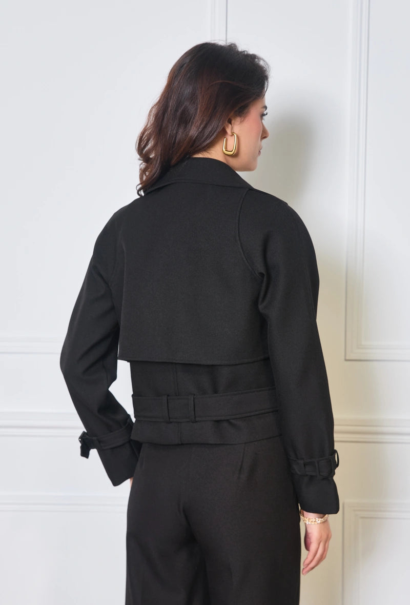 Kurzer zweireihiger Trenchcoat