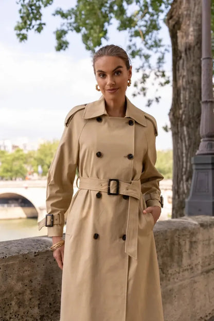 Langer Trenchcoat aus Baumwolle