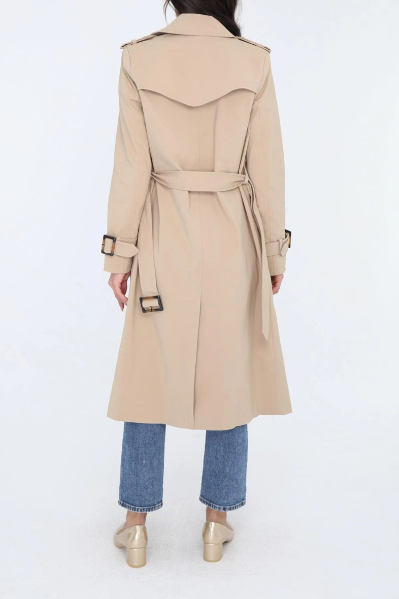 Langer, schlichter Trenchcoat mit Gürtel