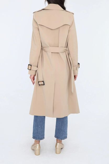 Langer, schlichter Trenchcoat mit Gürtel