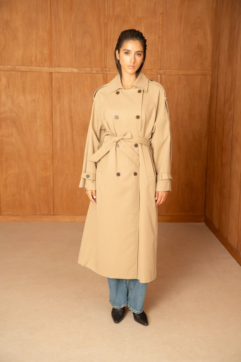 Oversize Trenchcoat mit Zweireihiger Verschluss