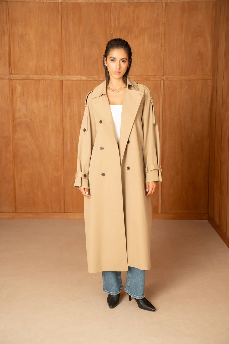 Oversize Trenchcoat mit Zweireihiger Verschluss