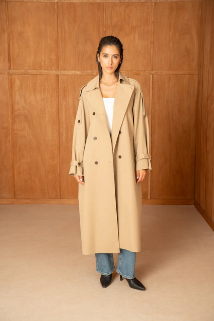 Oversize Trenchcoat mit Zweireihiger Verschluss