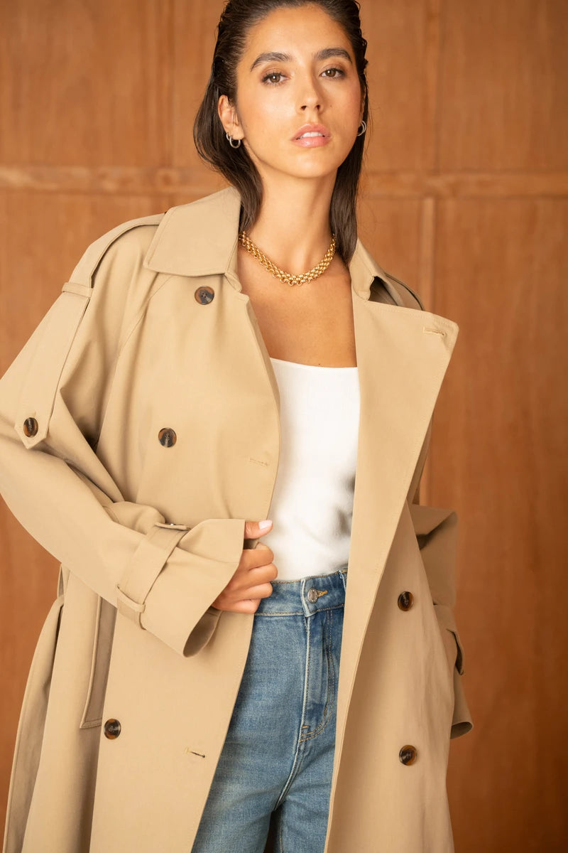 Oversize Trenchcoat mit Zweireihiger Verschluss