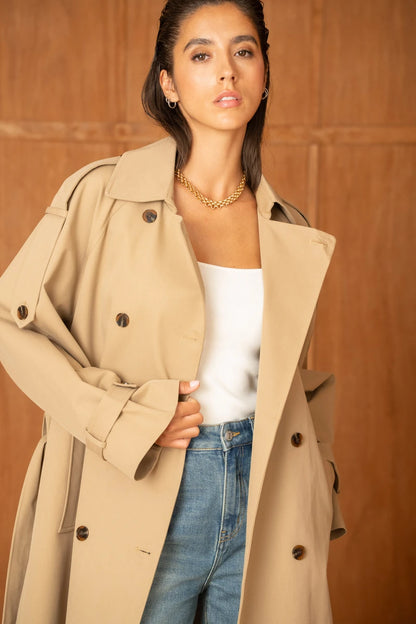 Oversize Trenchcoat mit Zweireihiger Verschluss