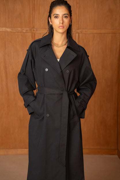 Oversize Trenchcoat mit Zweireihiger Verschluss