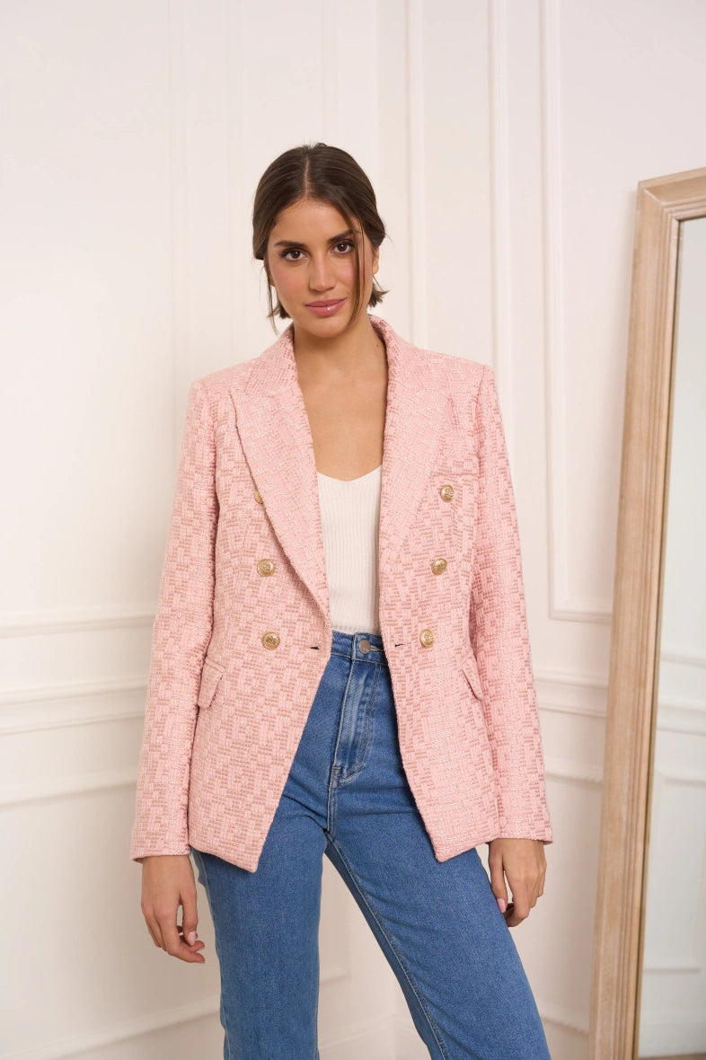 Taillierter Tweed-Blazer mit zweireihigem Verschluss
