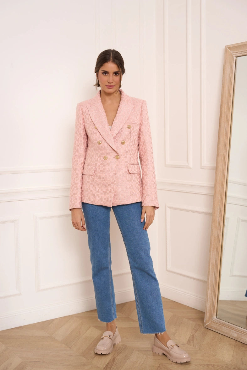 Taillierter Tweed-Blazer mit zweireihigem Verschluss