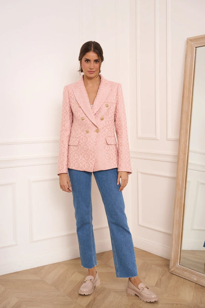 Taillierter Tweed-Blazer mit zweireihigem Verschluss
