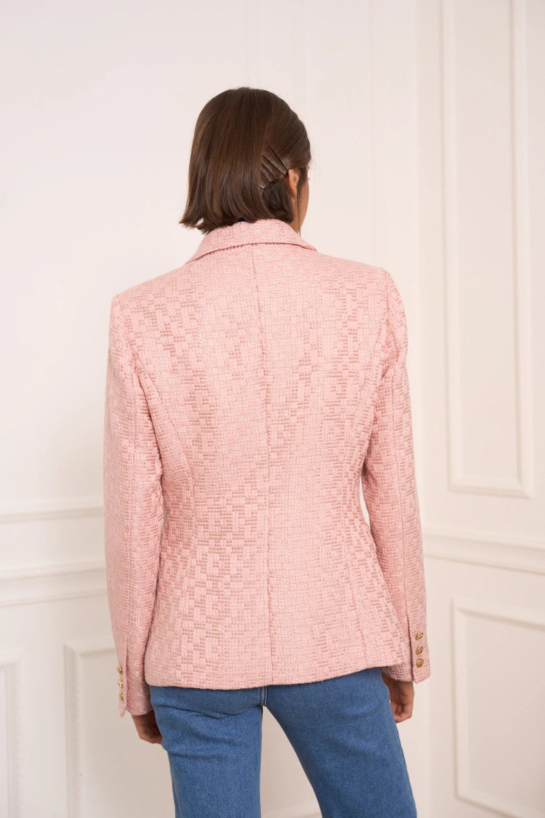 Taillierter Tweed-Blazer mit zweireihigem Verschluss