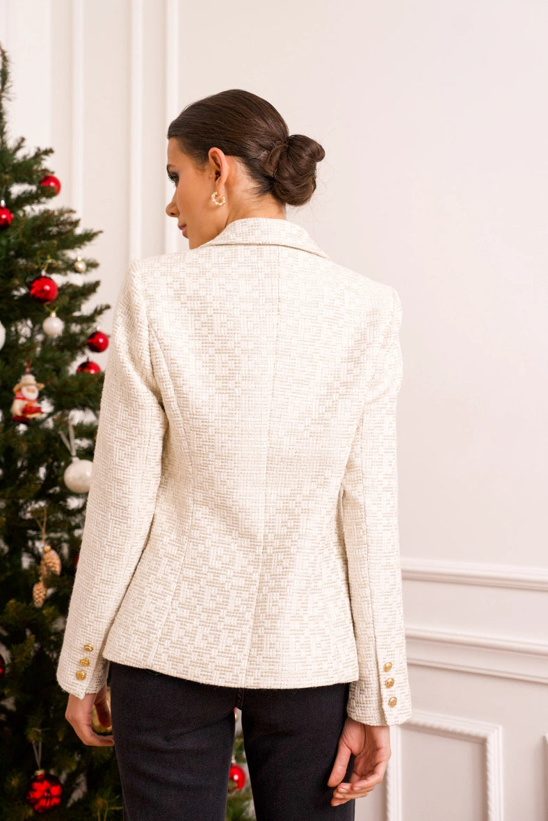 Taillierter Tweed-Blazer mit zweireihigem Verschluss