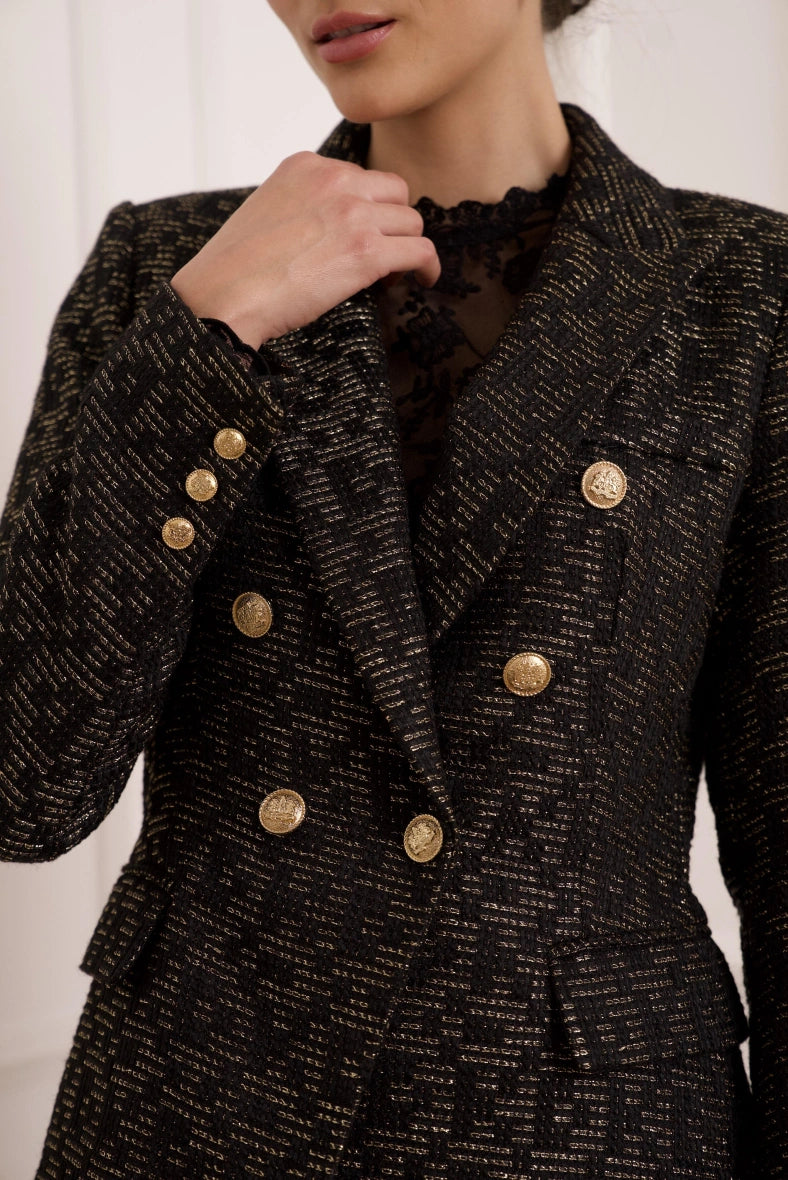 Taillierter Tweed-Blazer mit zweireihigem Verschluss